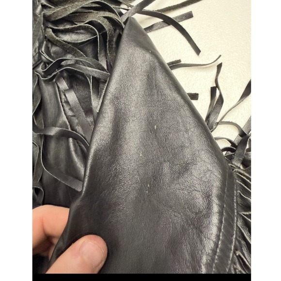 Vintage G-III Global Identity Black Leather Fringe Western Biker Jacket M - Picture 4 of 10